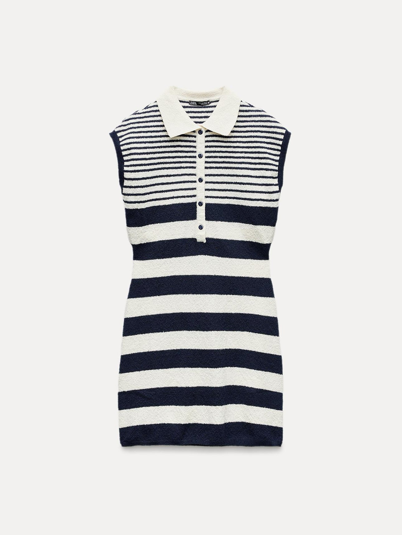 ZARA NAVY & WHITE STRIPE KNIT DRESS SIZE UK 10