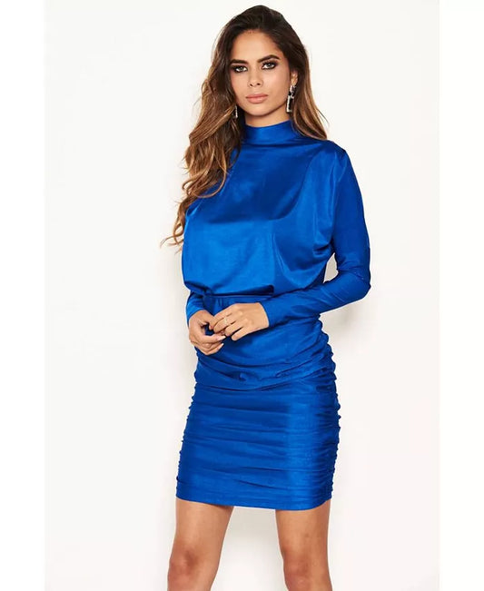 ROYAL BLUE RUCHED DRESS SIZE UK 8-10