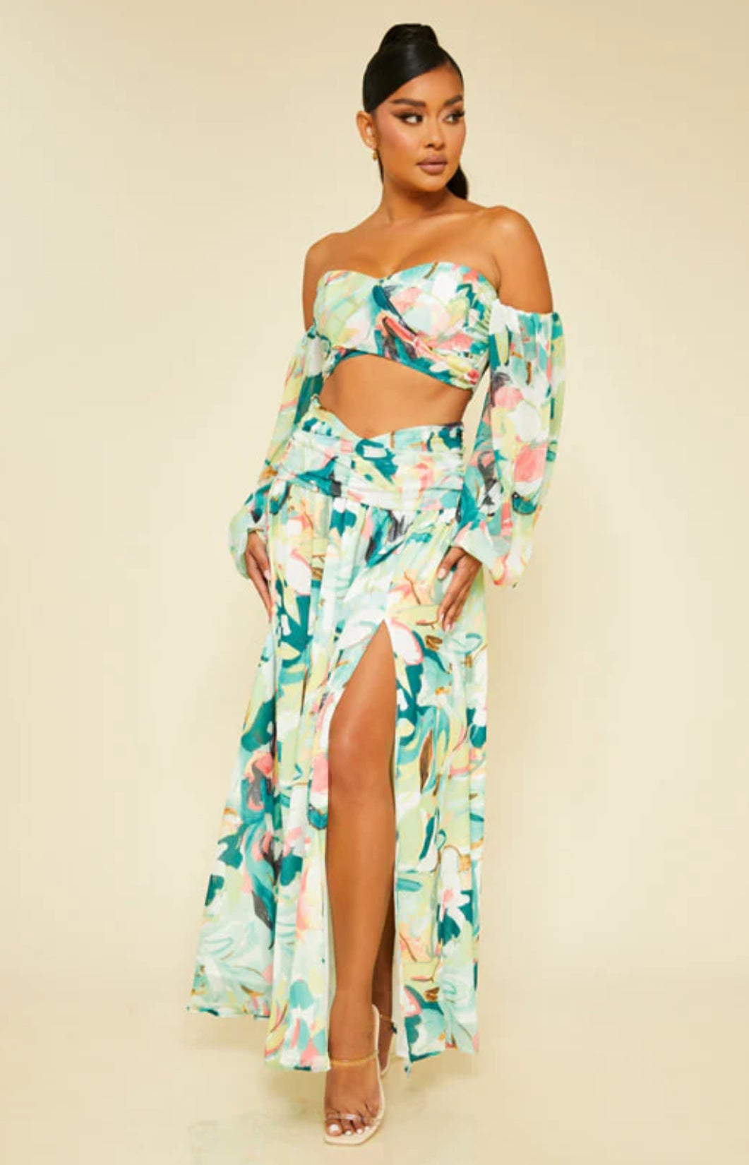 BEACH CITY GREEN FLORAL CO-ORD SIZE UK 12