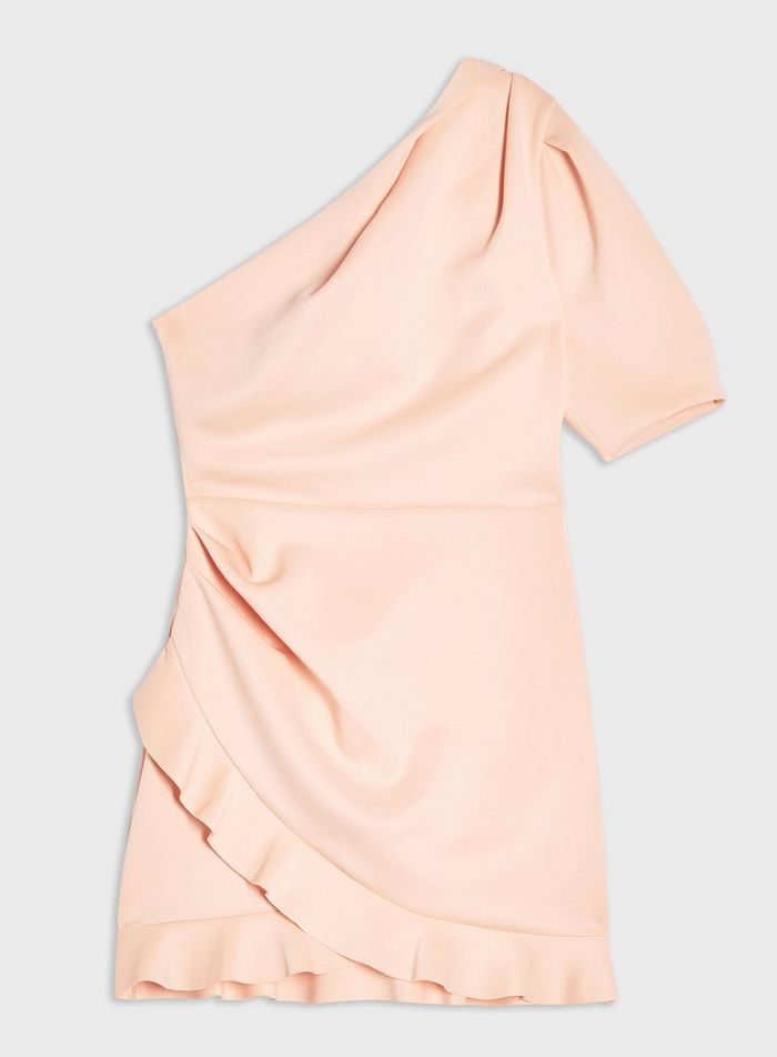 PEACH ONE SHOULDER SCUBA DRESS SIZE UK 12P