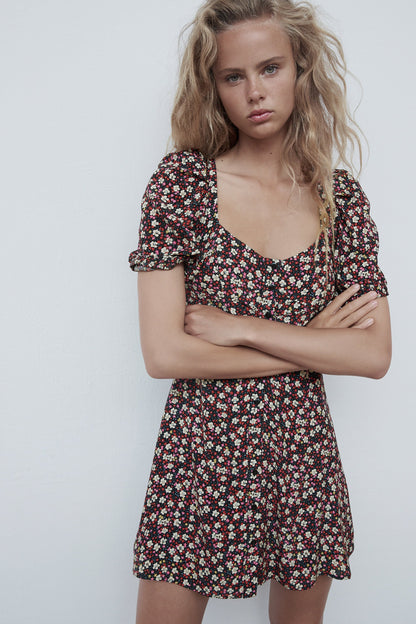 ZARA FLORAL MINI DRESS SIZE UK 8