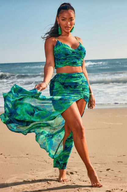 BEACH CITY GREEN BLUE MAXI CO-ORD SIZE UK 12