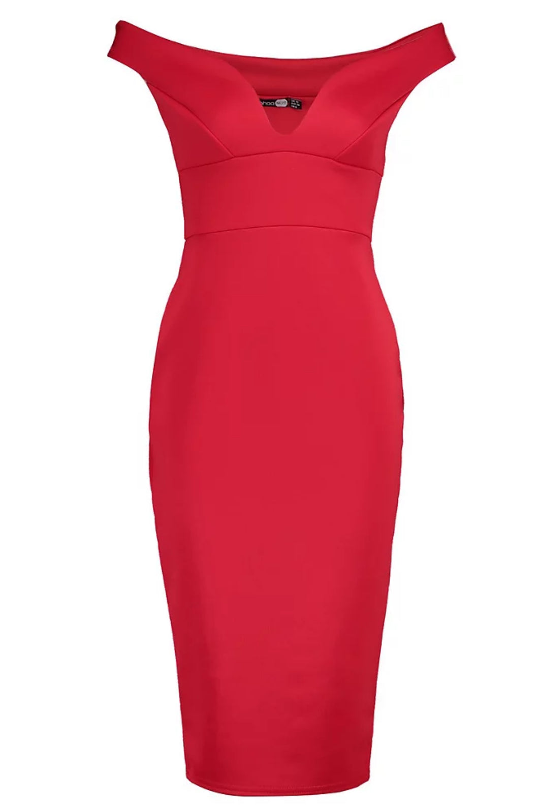 RED BARDOT MIDI DRESS SIZE UK 8