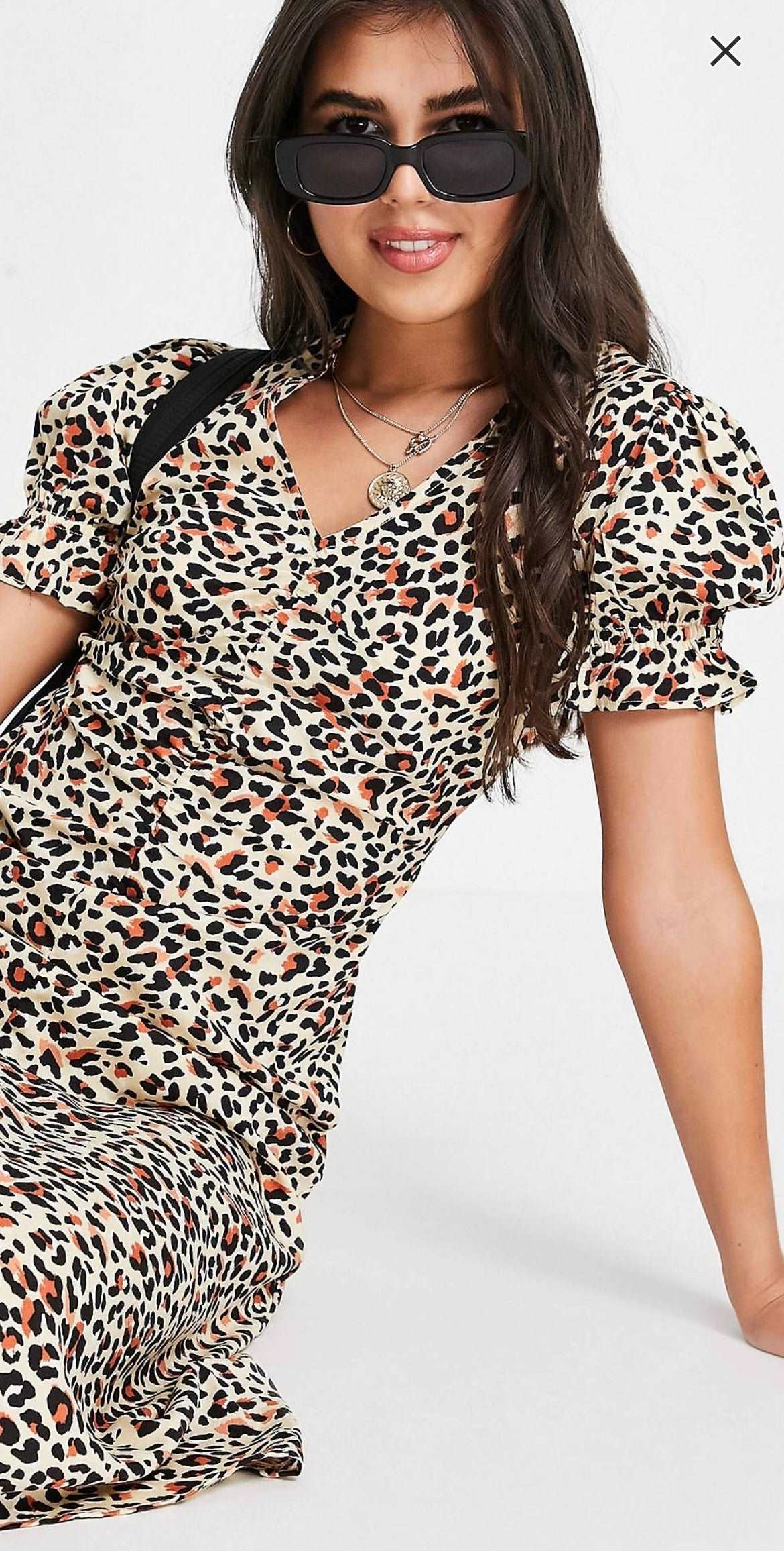 LEOPARD PRINT MIDI DRESS SIZE UK 8