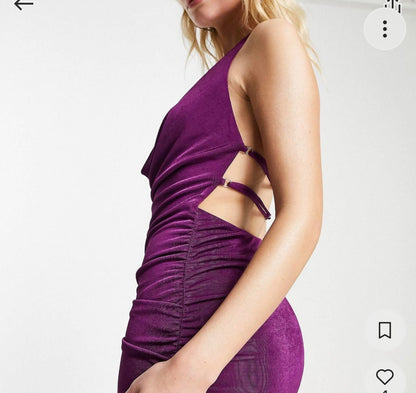 AUBERGINE PLUNGE DRESS SIZE UK 8