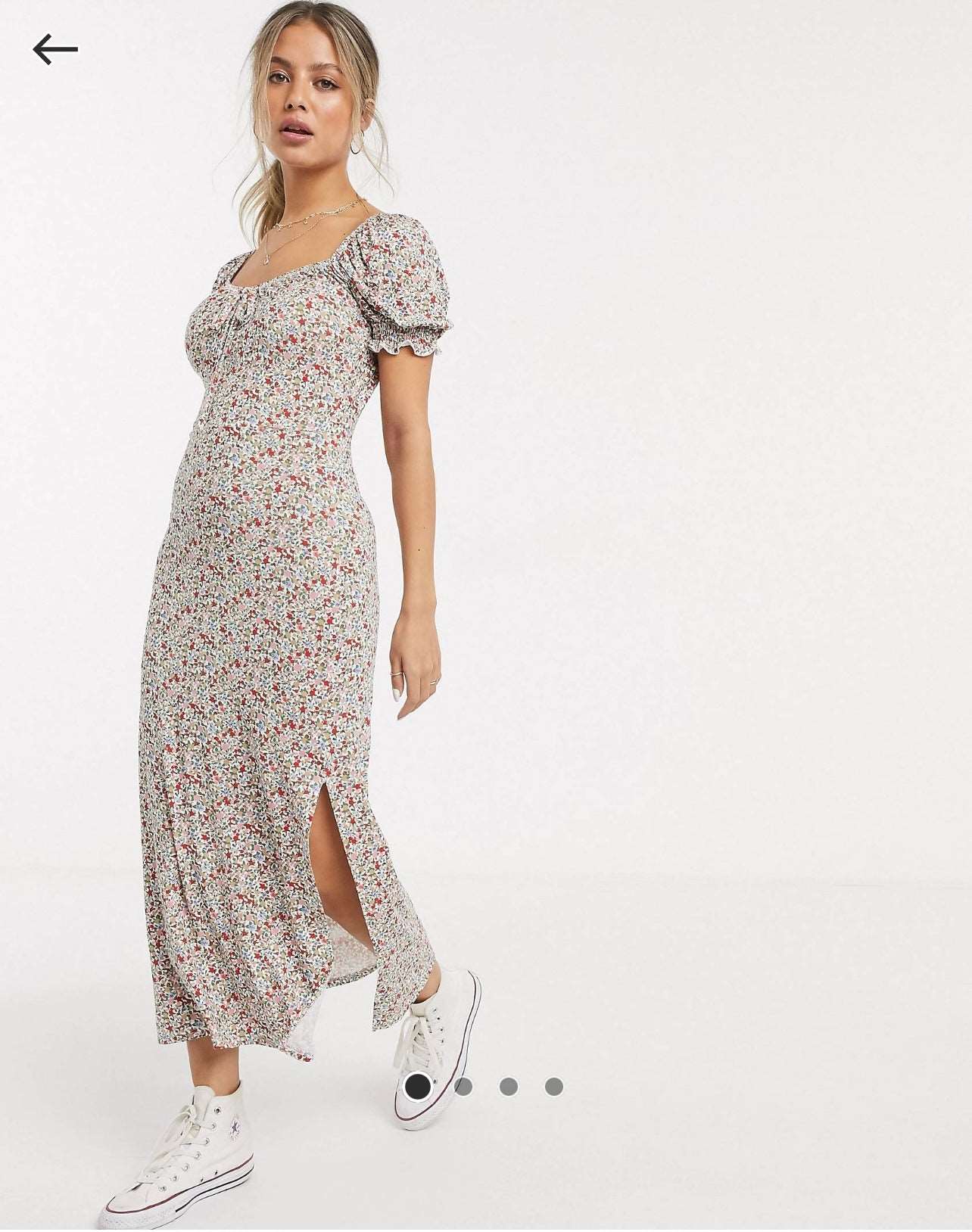 FLORAL MIDI SPLIT DRESS SIZE UK 6P