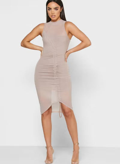 NUDE MESH MIDI DRESS SIZE UK 10