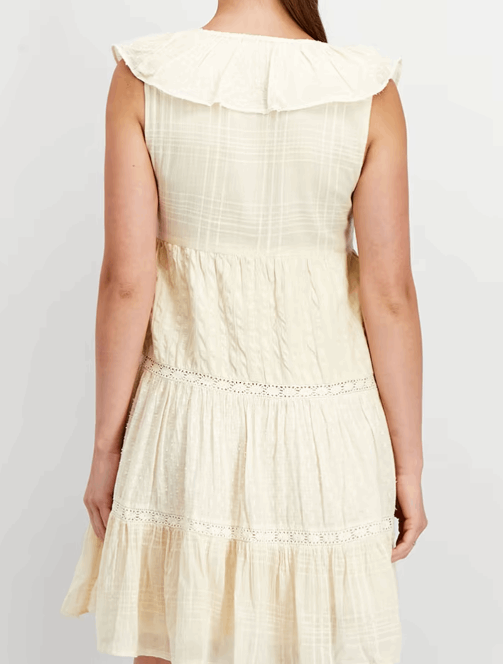 ASOS CREAM COTTON TIERED DRESS SIZE UK 6