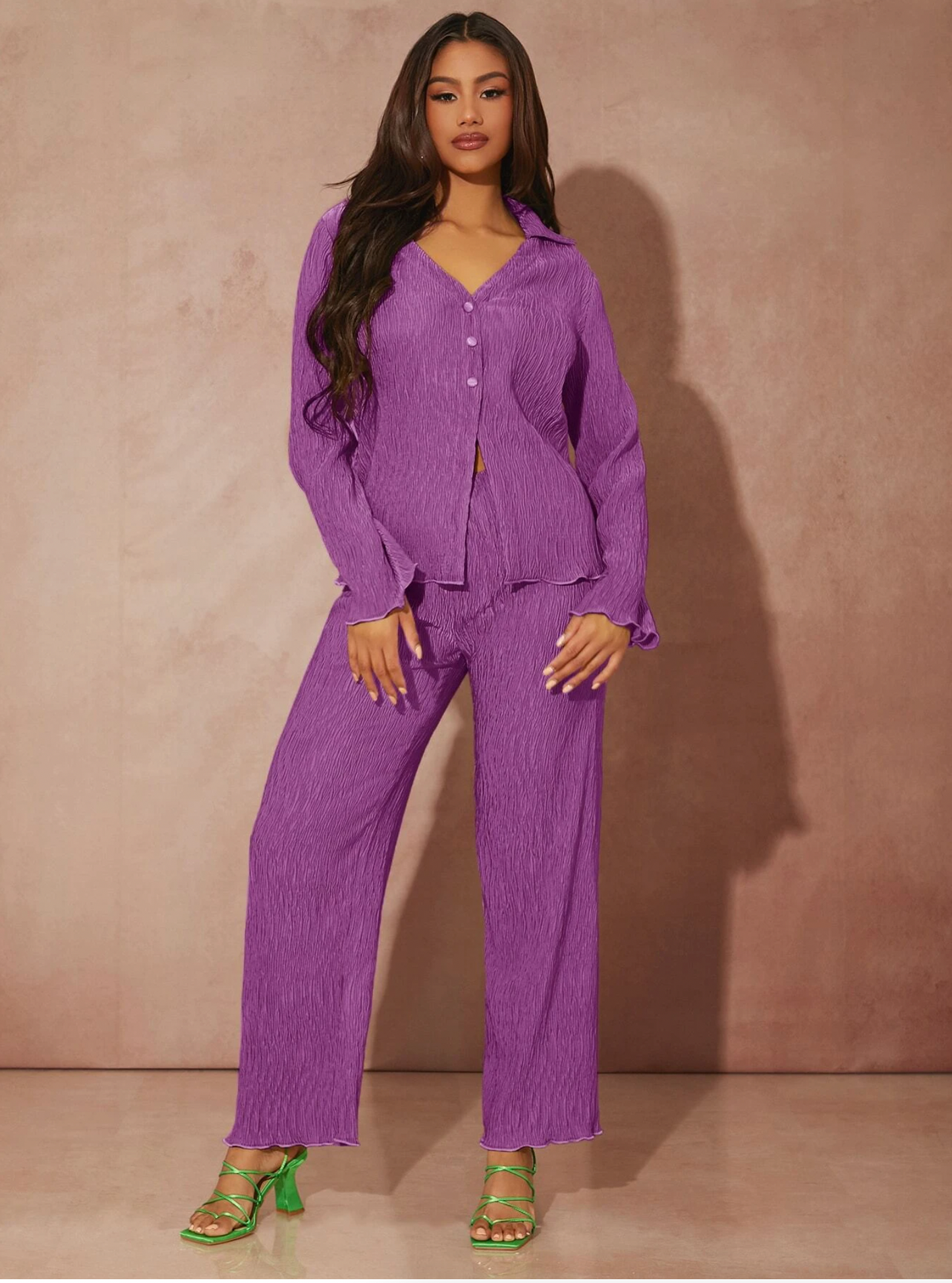 PURPLE PLISSE CO-ORD SIZE UK 8