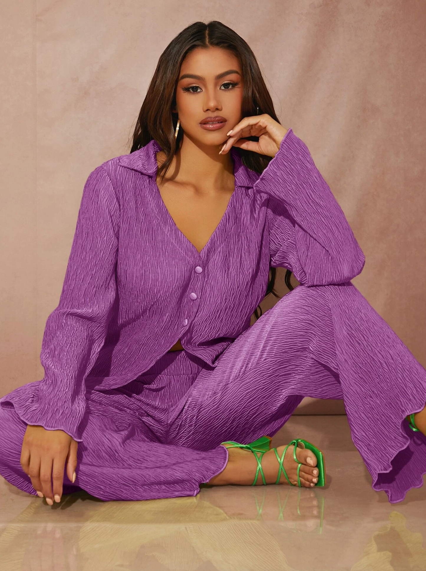 PURPLE PLISSE CO-ORD SIZE UK 8