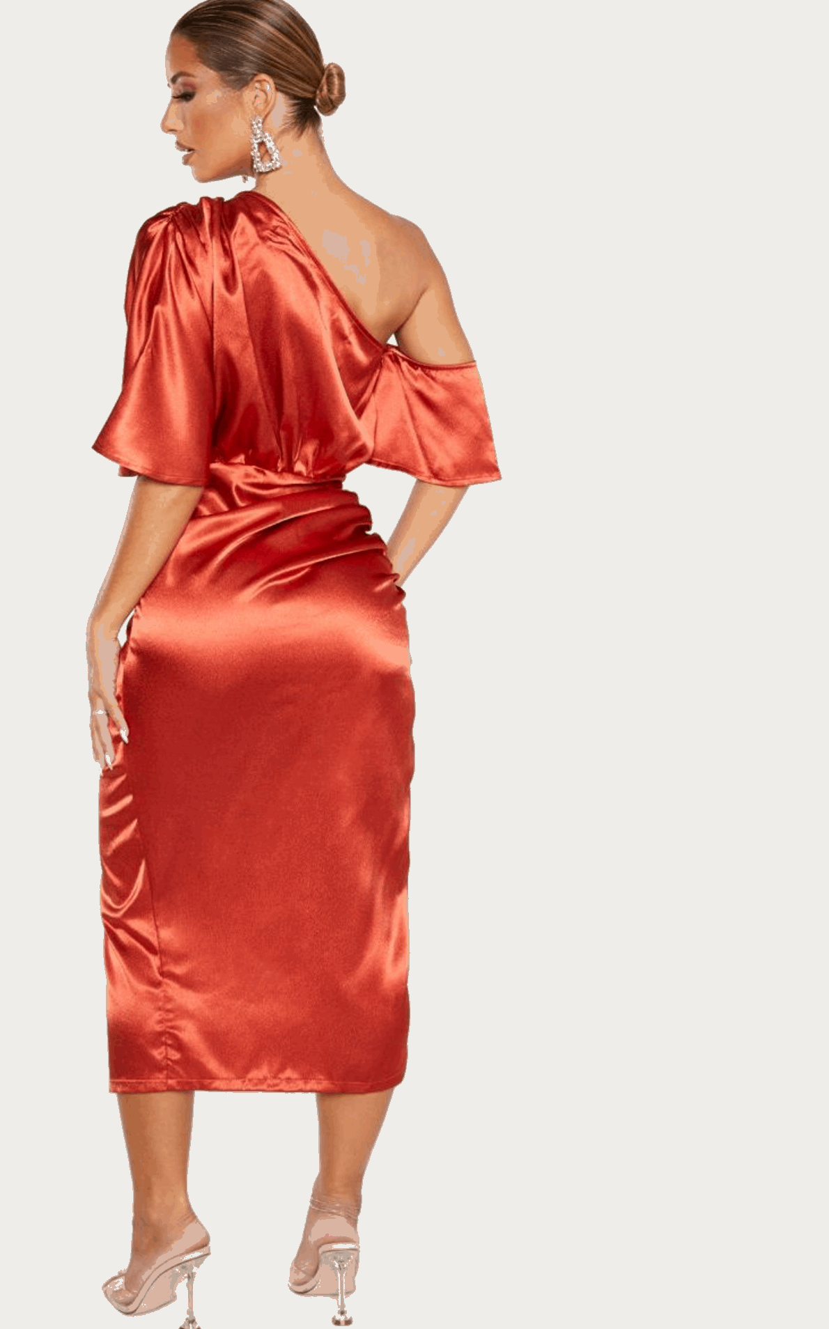 PLT ORANGE SATIN MIDI DRESS SIZE UK 4