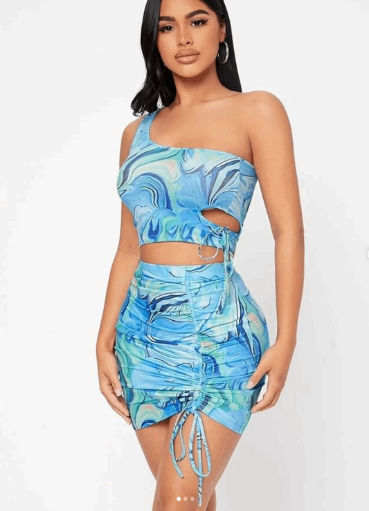 BLUE GREEN MARBLE CO-ORD SIZE UK 8