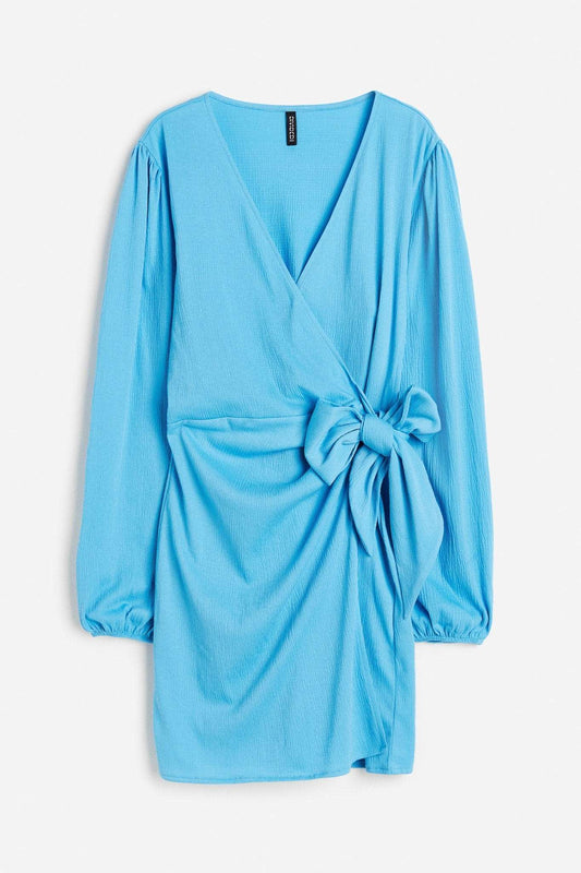 BLUE WRAP DRESS SIZE UK 10 - NOTHING TO WEAR | NEW & PRE-LOVED FASHION | UAE