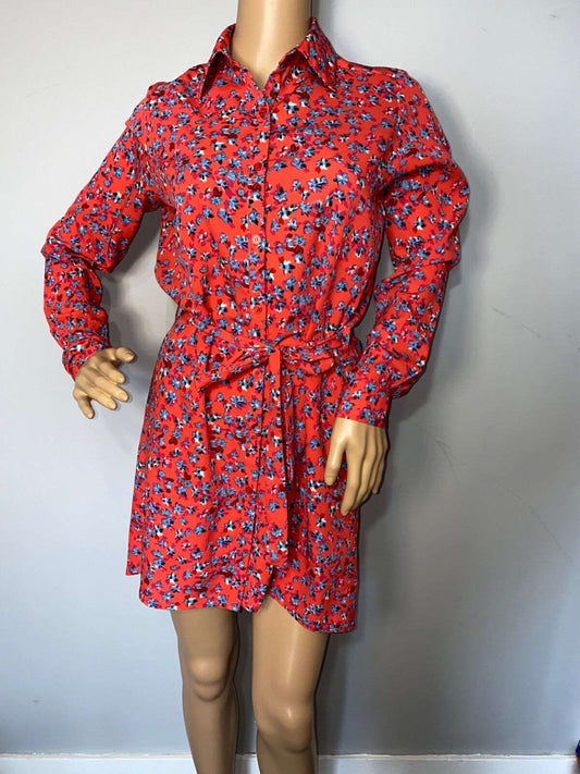 DANCING LEOPARD RED FLORAL SHIRT DRESS SIZE UK 6 - NOTHING TO WEAR | NEW & PRE-LOVED FASHION | UAE