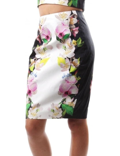 TED BAKER NAVY FLORAL SKIRT SIZE UK 6