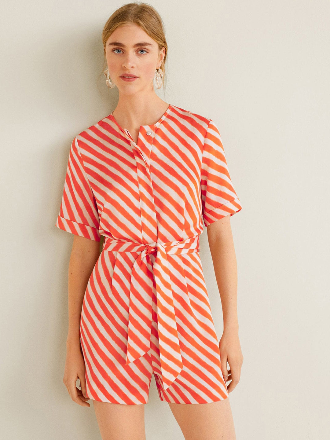 MANGO ORANGE STRIPE PLAYSUIT SIZE UK 8