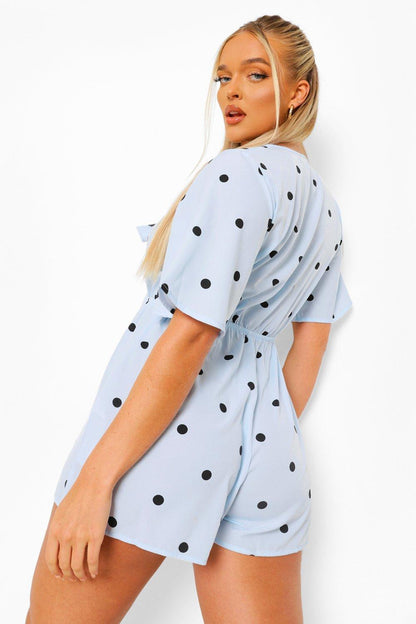 BABY BLUE SPOT PLAYSUIT SIZE UK 8