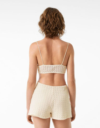 CREAM CROCHET PLAYSUIT SIZE UK 12