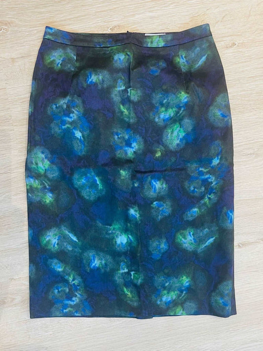 JIGSAW BLUE & GREEN WATERCOLOUR PENCIL SKIRT SIZE UK 8 - NOTHING TO WEAR | NEW & PRE-LOVED FASHION | UAE