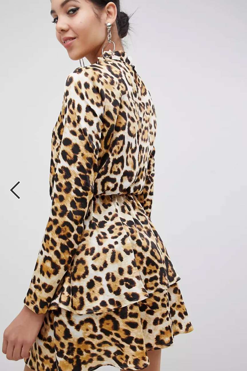 LEOPARD PRINT HIGH NECK DRESS SIZE UK 12 - NOTHING TO WEAR | NEW & PRE-LOVED FASHION | UAE