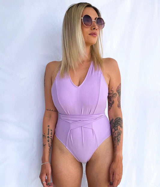 LILAC BELTED SWIMSUIT - NOTHING TO WEAR | NEW & PRE-LOVED FASHION | UAE