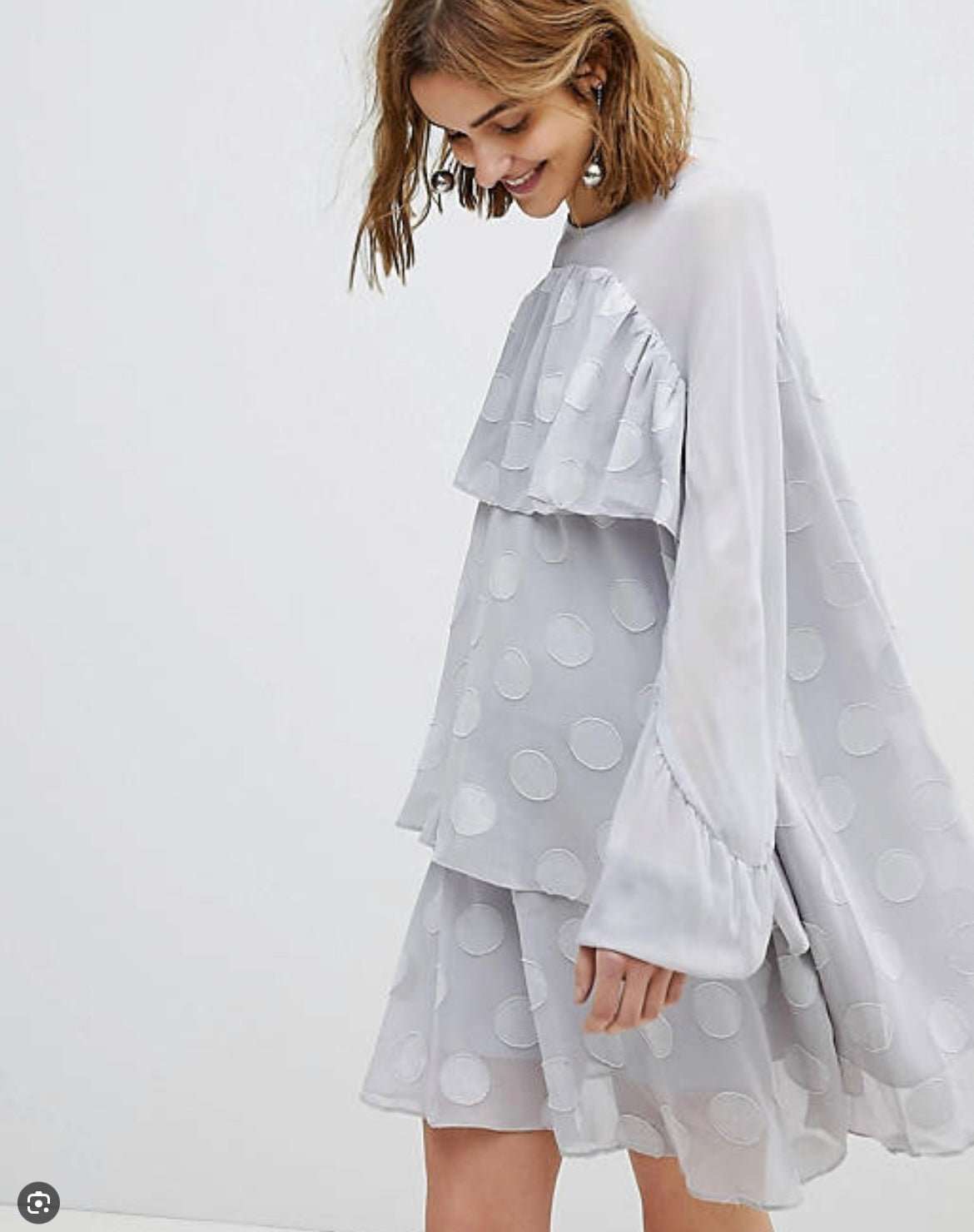 LOST INK GREY SPOT SMOCK DRESS SIZE UK 10 - NOTHING TO WEAR | NEW & PRE-LOVED FASHION | UAE