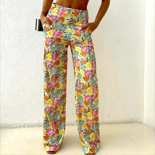 ZARA FLORAL TROUSERS SIZE UK 6