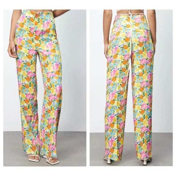 ZARA FLORAL TROUSERS SIZE UK 6