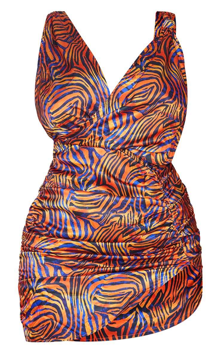 ORANGE & BLUE TIGER STRIPE DRESS SIZE UK 8 - NOTHING TO WEAR | NEW & PRE-LOVED FASHION | UAE