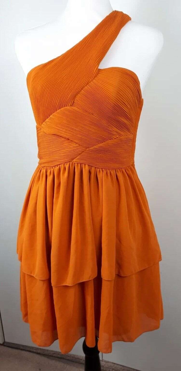 BURNT ORANGE PLISSE DRESS SIZE UK 6