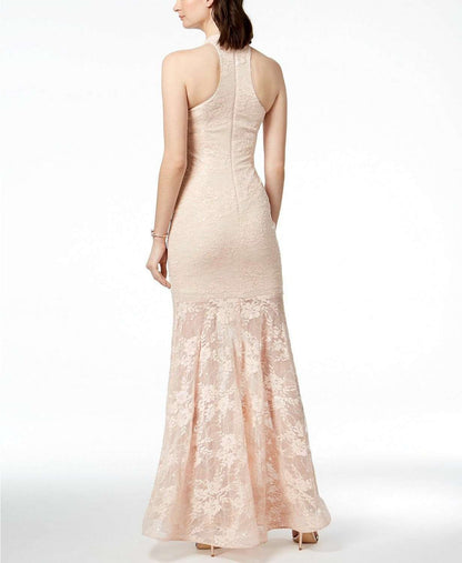 PALE PINK LACE GOWN SIZE UK 6