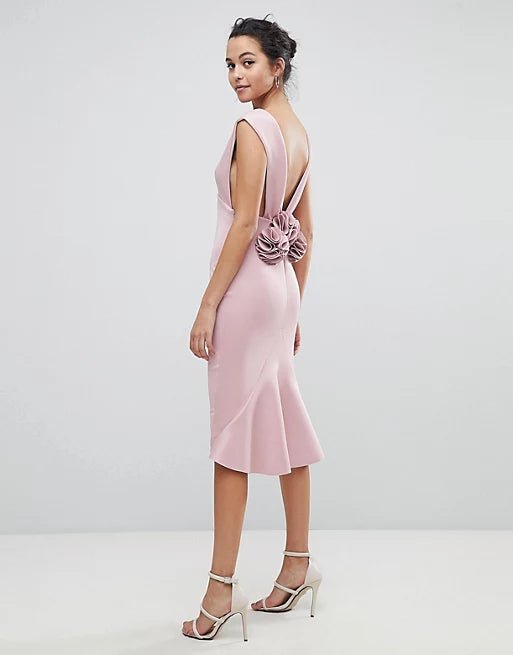 ASOS PINK CORSAGE MIDI DRESS SIZE UK 12 - NOTHING TO WEAR | NEW & PRE-LOVED FASHION | UAE