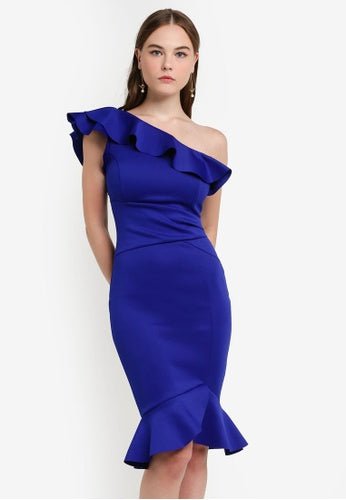 LIPSY ROYAL BLUE ONE SHOULDER DRESS SIZE UK 8 - NOTHING TO WEAR | NEW & PRE-LOVED FASHION | UAE