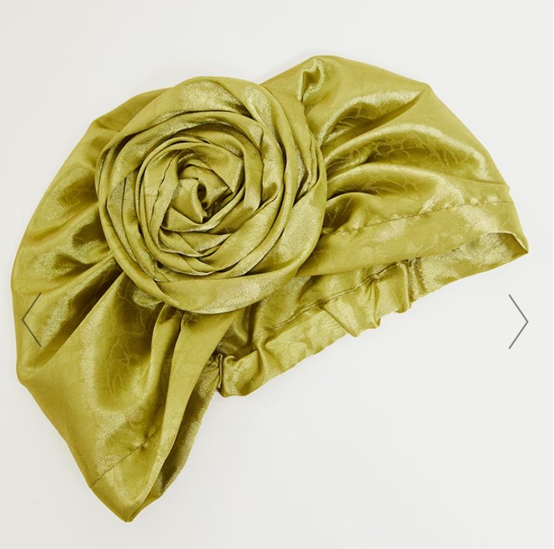 PLT SAGE GREEN SATIN JACQUARD KNOT FRONT HEAD SCARF - NOTHING TO WEAR | NEW & PRE-LOVED FASHION | UAE