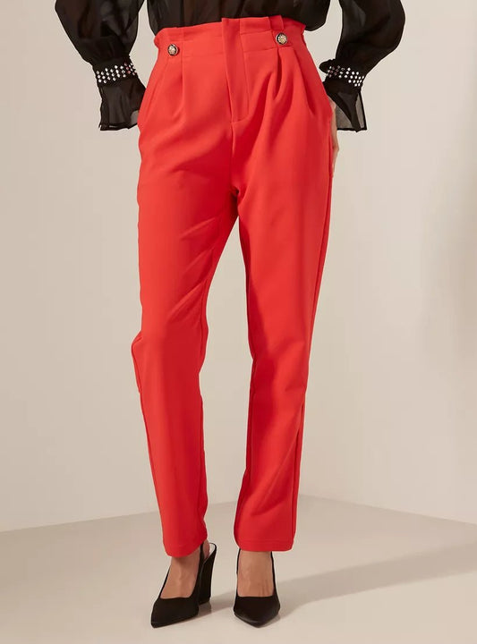 RED PAPERBAG TROUSERS SIZE UK 8 - NOTHING TO WEAR | NEW & PRE-LOVED FASHION | UAE