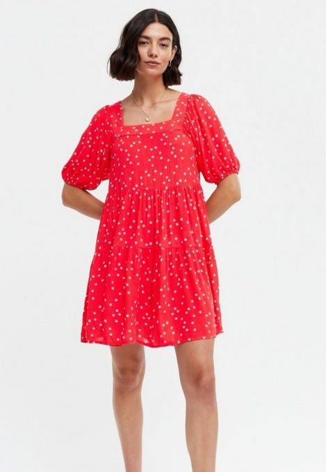 RED SMOCK DRESS SIZE UK 10 - NOTHING TO WEAR | NEW & PRE-LOVED FASHION | UAE