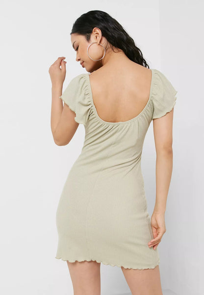 TOPSHOP LIGHT GREEN RIBBED DRESS SIZE UK 10 - NOTHING TO WEAR | NEW & PRE-LOVED FASHION | UAE