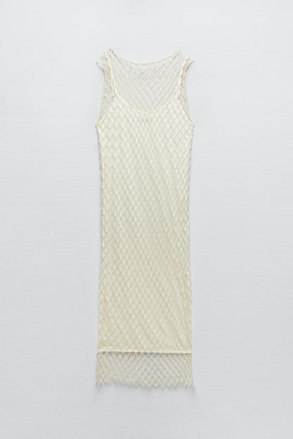 ZARA BEADED MESH DRESS SIZE UK 8-10 - NOTHING TO WEAR | NEW & PRE-LOVED FASHION | UAE