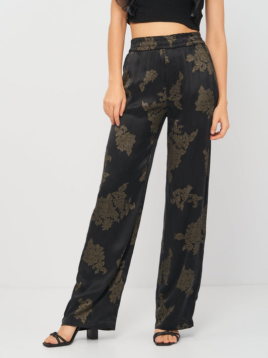 ZARA BLACK GOLD TROUSERS SIZE UK 10 - NOTHING TO WEAR | NEW & PRE-LOVED FASHION | UAE