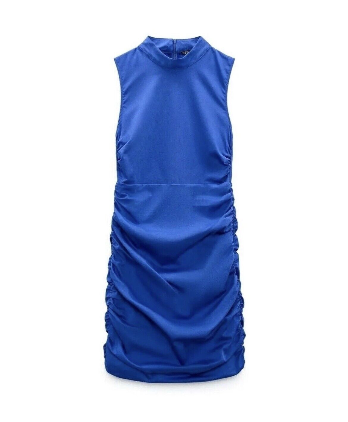 ZARA BLUE STRETCH RUCHED DRESS - NOTHING TO WEAR | NEW & PRE-LOVED FASHION | UAE